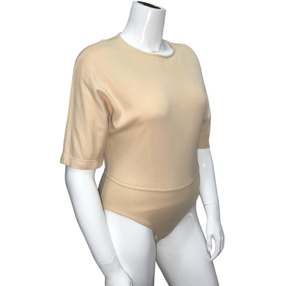 Donna Karan Womens Size M Beige Bodysuit Boxy Vintage Basic - Picture 4 of 12